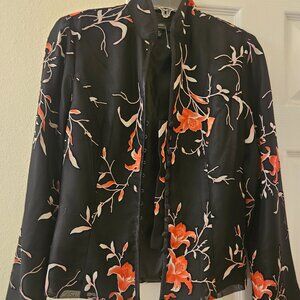 Nwt Dress Barn Boho black red Floral Asian Chic Occasion bolero Blazer jacket 8